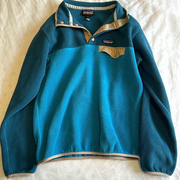 Patagonia synchilla fleece pullover! Size small, blue and cream! - Picture 1 of 5